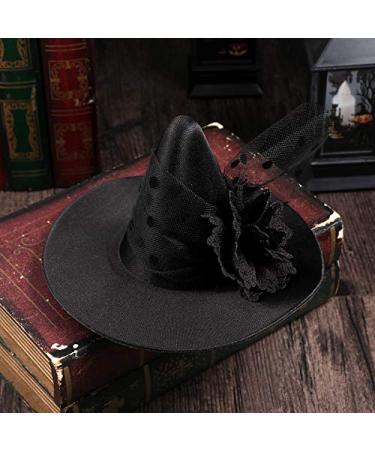 Retro Black Witch Hat Hair Clip - Halloween Party Accessory with Black Flower Decoration - Buy Online on GoSupps.com