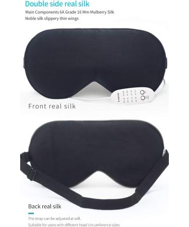 Real Silk Heated Eye Mask 2Pack - USB Electric Soft Sleeping Mask with Temperature & Time Control - Comfortable Heating Blindfold for Relaxation - Black & Pink - Buy Online on GoSupps.com
