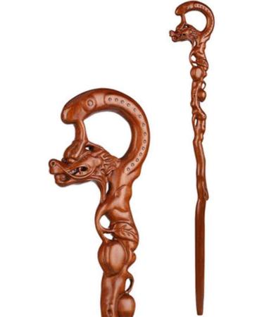 BJH Wooden Walking Stick Hand Carved with Dragon S Head Shape Handle Interesting - Buy Online on GoSupps.com