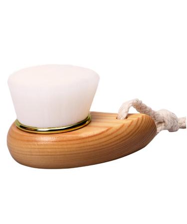 Wooden Handled Facial Scrub Brush: Soft Nylon Bristle Skin Cleanser
