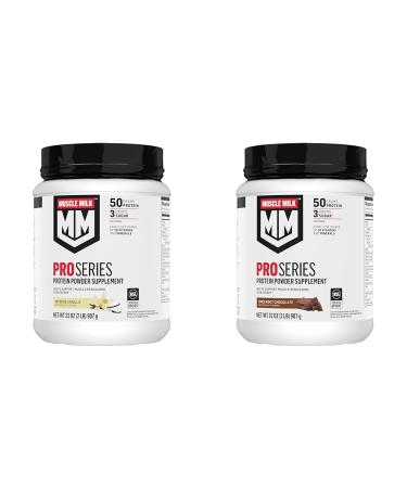 Muscle Milk Pro Series Protein Powder Supplement Intense Vanilla 2 Pound 11 Servings & Pro Series Protein Powder Supplement Knockout Chocolate 2 Pound 11 Servings 50g Protein