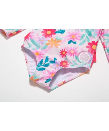 BONVERANO Baby Girls Long-Sleeve Zipper Swimsuit | UPF 50+ Sun Protection | 6-9 Months Flower - Buy Online on GoSupps.com