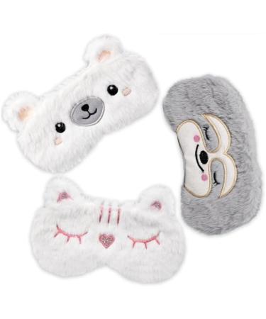 Buy Cute Cartoon White Cat Sleeping Eye Mask | Soft Plush Nap Mask for Men & Women - Buy Online on GoSupps.com