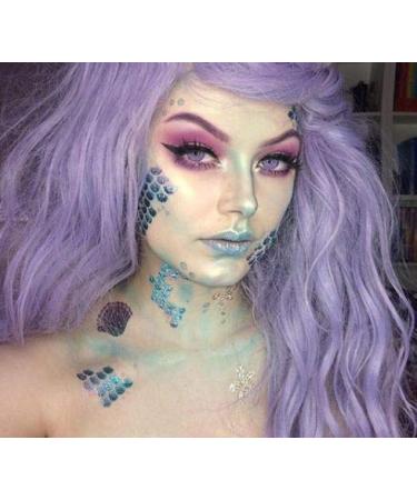 Halloween Realistic Temporary Costume Make Up Face Metallic Tattoo Kit Men or Women - (Mermaid) - 2 Kits - Buy Online on GoSupps.com