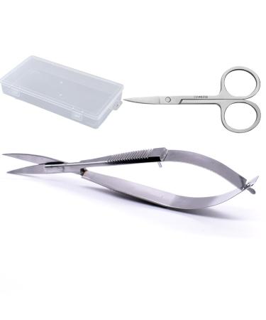 AYNKH Cuticle Scissors Extra Fine Curved Professional Precise Pointed Tip Grooming kit for Eyebrow Eyelash Trim Nail Skin Finger Toe Care Blade Stainless Steel Beauty Scissors Manicure Pedicure Nose