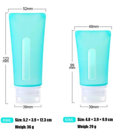 JasCherry Silicone Travel Bottles 5 Pack 89ml & 60ml Leak-Proof Silicone Container for Travel - Ideal for Toiletries & Liquids - Buy Online on GoSupps.com