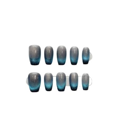 10Pcs Cat Eye Handmade Press On Nails with Gradient Design False Nails Full Cover Ballerina Wearable Artificial Nail Tips (Color : 16 Size : S)