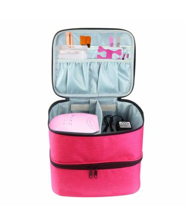 Richolyn nail polish organizer etui-organizers and storage for nails |Nail dryer case double-layer nail polish storage for 30 bottles to take away while traveling pink
