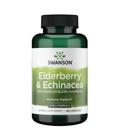 Swanson Elderberry Agaricus Echinacea Immune Support Health Formula Agaricus Blazei Mushroom 400 mg, Elderberry 400 mg, Echinacea 200 mg 120 Capsules (Caps)