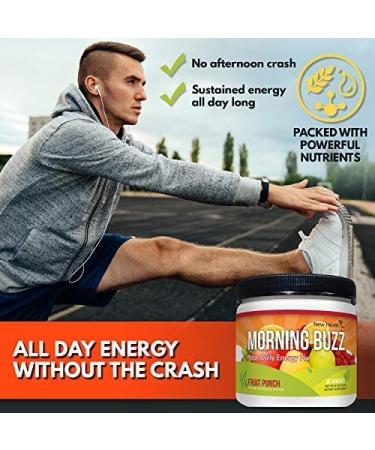 Morning Buzz Energy Drink Powder | Sports Nutrition for Endurance | Supports Mental Clarity & Metabolism | 8oz, 30 Servings - Fruit Punch - Buy Online on GoSupps.com