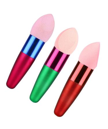 FRCOLOR Makeup Sponge Makeup Sponge Sponge 3Pcs Wet and Dry Make up for Foundation Egg Puff Cosmetics Sponge Brush (Random Color) Pink