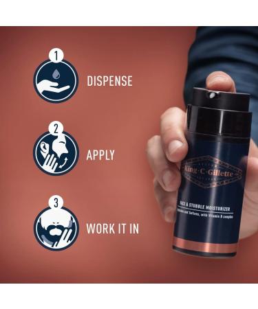 King C. Gillette Face & Beard Moisturiser 100ml - Vitamin B (B3) B5 Complex, Argan Oil Beard Softener - Buy Online on GoSupps.com