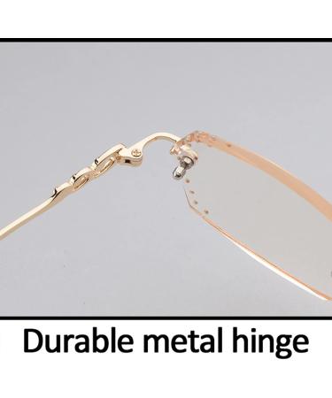 JUNZ Ladies Trendy Frameless Reading Glasses +3.5 | Blue Light Filter & Rhinestone Decoration | International Shipping - Buy Online on GoSupps.com