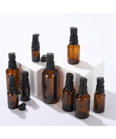 Tupandy 3 x 100ml Amber Glass Lotion Bottles - Refillable Cosmetic Containers with Pump Dispenser for Essential Oils & Skin Care - Travel Size Aromatherapy Bottles - Buy Online on GoSupps.com