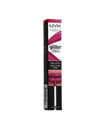 NYX Glitter Goals Liquid Lipstick in Cherry Quartz - Red with Magenta Glitter 0.1oz - Buy Online on GoSupps.com