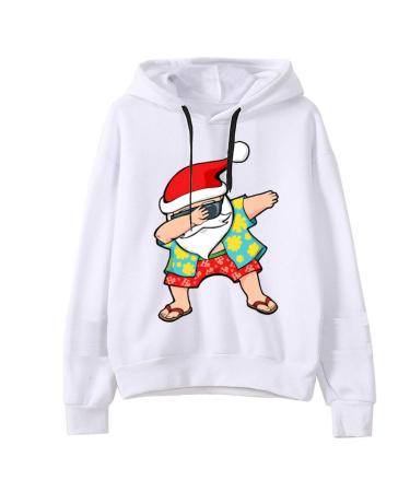 Bigfanshu Women's Dresses Christmas Print Hooded Long Sleeves Sweatshirt Pullover Tops Shirt