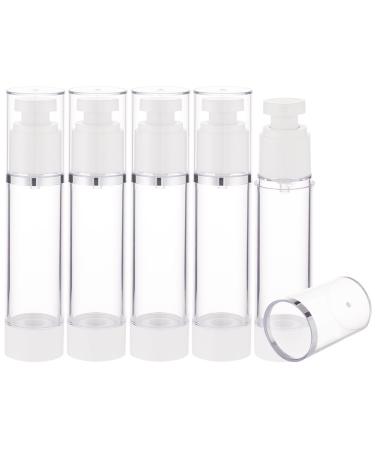 Benecreate 5 pieces of travel bottle 50ml Airless pumping bags made of plastic refillable cosmetic bottle cylindrical pumping bags for lotions shampoos and other 50ml (white)