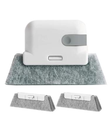 Ficher Grey-Window Cleaning Brush Windowsill Groove Deadend Cabinet Crevice Brush with Replace Head Household Cleaning Tools Durable Easy Install Easy to Use