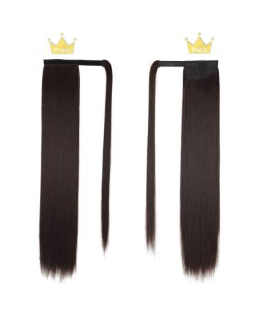 Buy Dark Brown 70cm Clip-in Ponytail Extensions | Natural Hair Wrap Around Hairpiece - Perfect for Braid & Magic Style - Buy Online on GoSupps.com