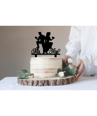 Dumbbell Wedding Cake Topper - Fitness-loving Groom and Bride Exercising with Dumbbells - Fitness Wedding Cake Topper for Wedding Anniversary and Bridal Shower Party Decor - Buy Online on GoSupps.com