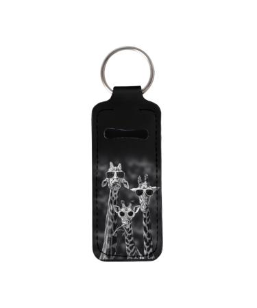 Lip Balm Keyring for Women Girls Clip on Elastic Chapstick Sleeves Giraffe
