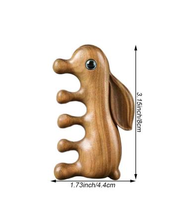 Rabbit-Shaped Wooden Massage Comb for Scalp & Hair Growth | Natural Sandal Wood Head Massage Device - Buy Online on GoSupps.com