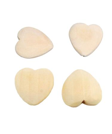 50pcs Natural 25mm Unfinished Wood Hearts Beads with Holes Eco-Friendly Wooden Handing Materials DIY Beading Craft Accessories (Heart Beads 50pcs)