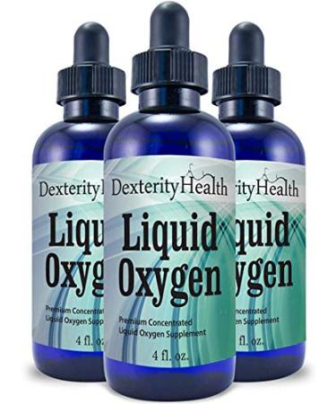 Dexterity Health Liquid Oxygen Drops, 3-Pack of 4 oz. Dropper-Top Bottles, Vegan, All-Natural, Safe and Sterile, Proprietary Blend of Oxygen-Rich Compounds,