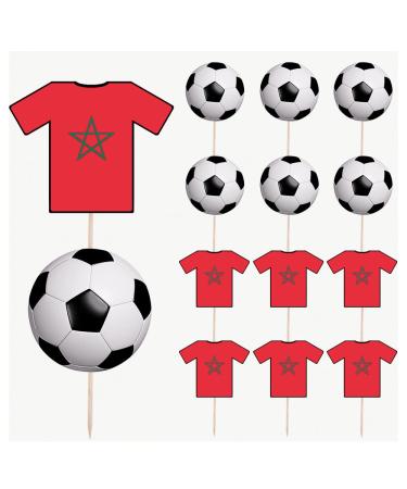 Morocco Football Party Food & Cupcakes Picks Decorations Toppers World Cup 2022 (pack of 14)