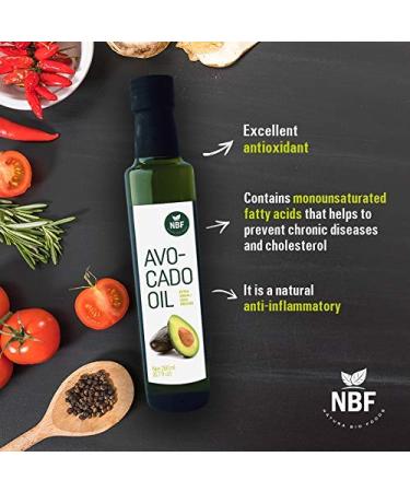 NBF 100% Pure Avocado Oil Extra Virgin 8.8 Oz - Cold Pressed Non-GMO Cooking Oil - Keto & Paleo Friendly - 8.79 Fl Oz (Pack of 1) - Buy Online on GoSupps.com