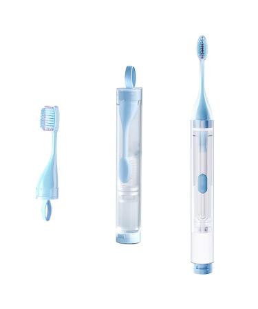 Portable Three in one Travel Toothbrush+one Replacement Brush Head Upgraded Orthodontic bristles Built-in Toothpaste Tube Foldable Toothbrush Essential Camping Travel Accessory
