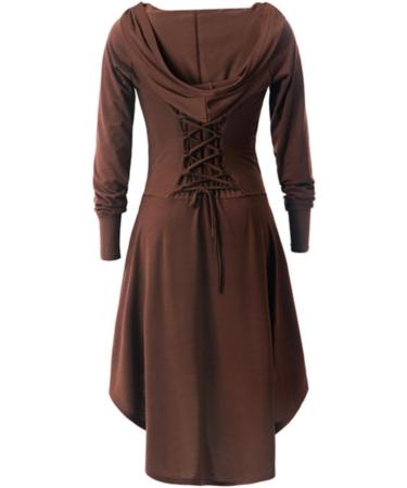 Gothic Clothes for Women plus Size Dress Dress Long Sleeved Hooded Strap Gothic Dresses for Women (Brown L) Brown Large - Buy Online on GoSupps.com