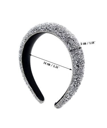 Sparkling Rhinestone Padded Headband - Silver Jeweled Hair Accessory for Women & Girls - Buy Online on GoSupps.com
