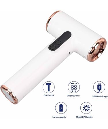 Cordless Hair Dryer Professional High Speed Portable Blow Dryer for Fast Drying with Nozzle & Digital Screen 3 Temps & 3 Speeds USB Rechargeable Travel Hair Dryer for Women - Buy Online on GoSupps.com
