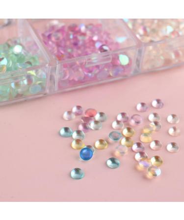 6 Grid Accessories Crystal Strass Diamond AB Color Round Glass Mermaid Gradient Aurora Nail Rhinestones - Buy Online on GoSupps.com