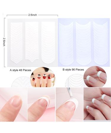 Nail Art Protector Tools Kit | Spill-proof Nail Polish Stencils | 144 French Curve Stickers | Manicure DIY Set (196 pcs) - Buy Online on GoSupps.com