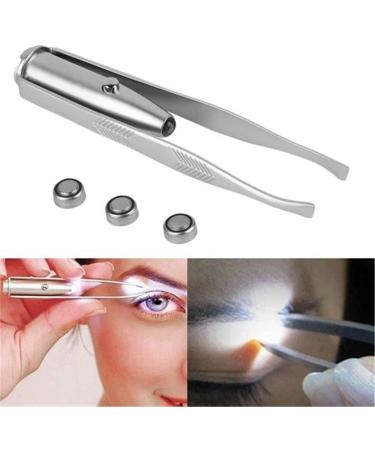 Shortcut composing LED light eyelash eyebrow hair removal stainless steel tweezers - Buy Online on GoSupps.com
