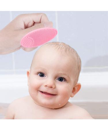 WAWTOOK Baby Bath Brush Set - Cradle Cap Bristle Brush & Soft Sponge Scrubber - Baby Care Essential for Dry Skin - Pink, Red & Yellow - Buy Online on GoSupps.com