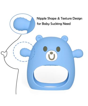 McGmitt Baby Biting Toys - BPA-Free Silicone Bear Teething Mitt & Wrist Rings for 3+ Months - Anti-Drop Blue Teether - Buy Online on GoSupps.com