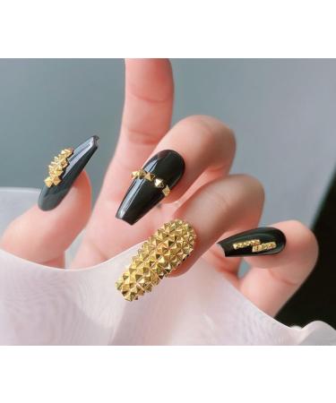 600Pcs Nail Art Punk Metalic Spike Studs Metallic Nail Art Punk Studs Rivets Manicure Gold Square Spike Studs Manicure Tips Nail Art Charms Nail Art Decoration Accessory-Solid - Buy Online on GoSupps.com