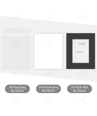 Pack of 50 8x10 Black Picture Mat Mattes for 5x7 Photo + Backing & Bags | Golden State Art - Buy Online on GoSupps.com