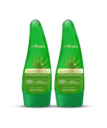 LA Organo Multipurpose Aloe Vera Gel For Face Glow Skin Mositurizer and Hair Growth (Paraben & Sulphate Free) 120 ml (Pack of 2)