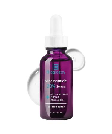 Bioglossy 20% Niacinamide Serum for Face,Niacinamide Vitamin B3 B5 Concentrated Serum,Moisturizer,Pore Minimizer,Anti-aging Discoloration Correcting Treatment