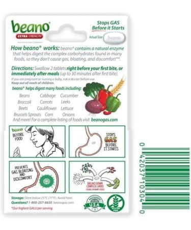 Beano Extra Strength Gas Prevention & Digestive Enzyme Supplement 30 Count (Pack of 5) - Buy Online on GoSupps.com