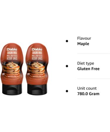 Diablo Maple Syrup Dessert Sauce | Sugar Free | Gluten Free | Diabetic Friendly | Hamper Available - Perfect for Gifting | 390g Maple 780 ml (Pack of 1) - Buy Online on GoSupps.com