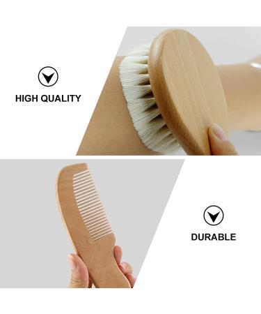Heallily Baby Hair Brush and Comb Set - Gentle Wooden Hairbrush for Newborns, Infants, and Toddlers - Baby Grooming Kit for Bath and Shower - Buy Online on GoSupps.com