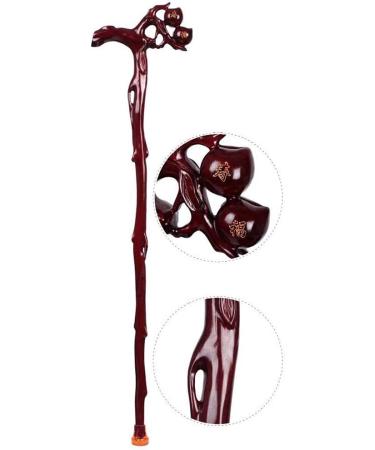 Crutch Wooden Engravable Peach Head Handle Walking Stick Pear Wood High-End Suitable for The Elderly crutch-11.19 Journey - Buy Online on GoSupps.com