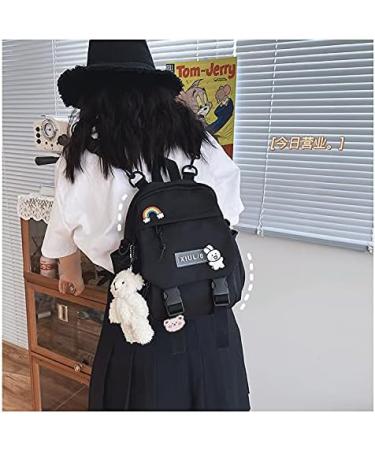 Kawaii Black Mini Backpack with Accessories for Teens - Aesthetic Small Backpack - Buy Online on GoSupps.com