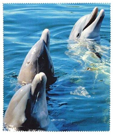 Motif microfibre cloth with animal motif - dolphin - glasses cleaning cloth - 15x18cm