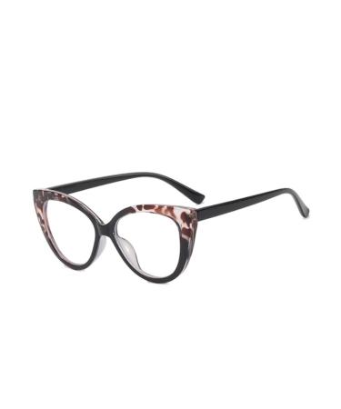 SERONI Tr90 Cat Eye Frame Blue Light Blocking Glasses for Women Men Anti UV Ray Computer Reading Glasses for Women Men Black-leopard 53 Millimeters